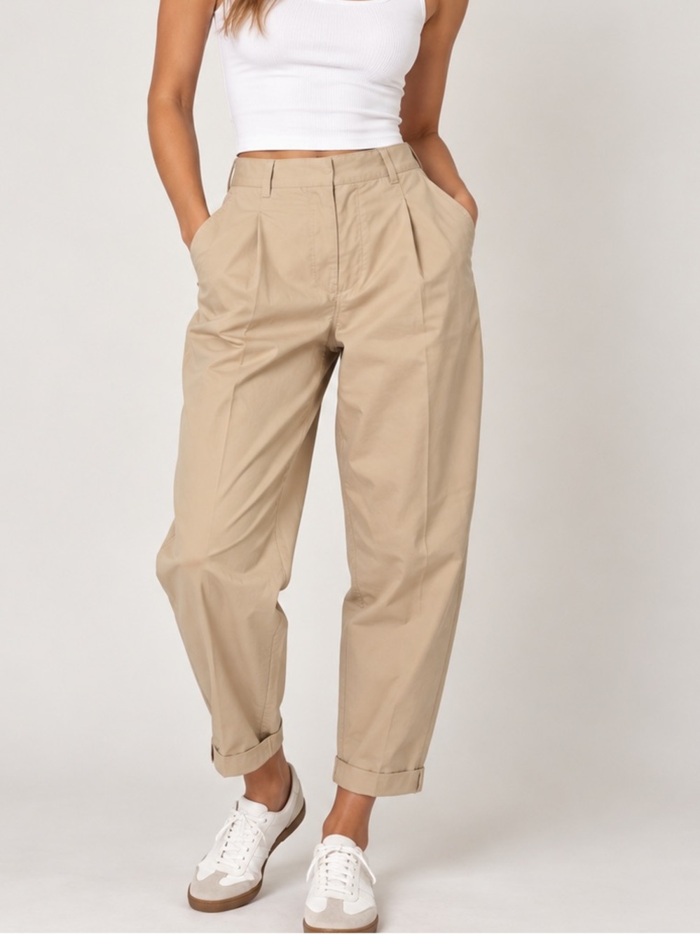 Wilfred Free Beige High Rise Pleated Tapered Pants Size 0